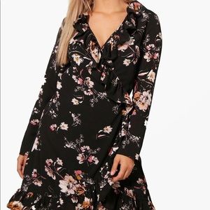 Floral Above-the-Knee Wrap Tea Dress